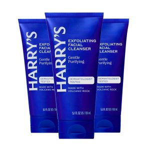 Harry’s Exfoliating Face Wash for Men, Gentle Facial Skin Care Products with Volcanic Rock Exfoliant, Dermatologist Tested, 5.1 Fl. Oz, 3 Pack