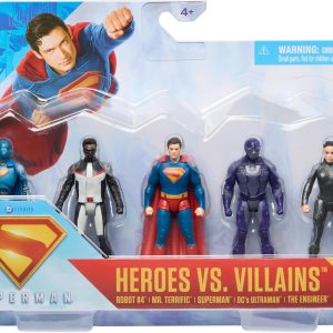 DC Comics, Superman Heroes Vs. Villains 5-Pack, 3-Inch Action Figure, Stylized Superhero Figures with Dynamic Poses and Battle Ready Armor, Kids Toys for Ages 4+