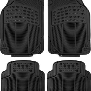 FH Group Automotive Floor Mats – Heavy-Duty Rubber, Universal Fit Full Set, ClimaProof, Trimmable For Most Cars, Sedan, SUV, Truck, Black