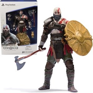 PlayStation God of War Ragnarök, 6” Kratos Action Figure with 5 Accessories, The Shapes Collection, for PS5 Fans & Collectors Ages 17+