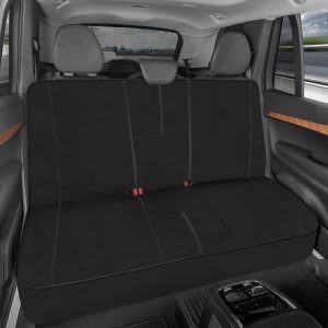 Motor Trend SpillGuard Neoprene Rear Seat Protector – Waterproof Bench Cover for Cars With Gray Stitching, Padding for Kids & Dogs