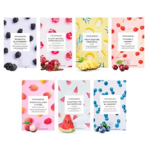 Vitamasques Face Masks Skincare Sheet Kit, 7-Pack – Juicy Collection of Triple-Layer Sheet Facial Masks – Korean Skin Care Pore Purifying, Brightening, and Hydrating