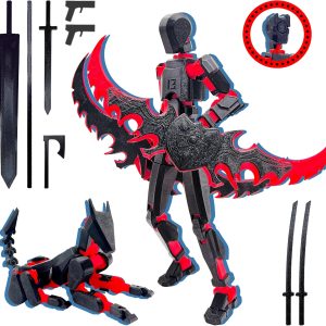 T13 Action Figure Set (Assembly Completed),Dummy 13,Titan 13 Action Figures,3D Printed Toys Multi-Jointed Movable (Black/Red)