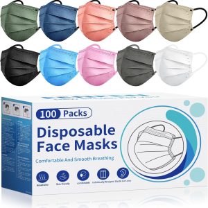 Disposable Face Mask For Adults – FSA HSA Eligible, 100 Pack Individually Wrapped, 4 Ply Protection, Safety Masks Disposable