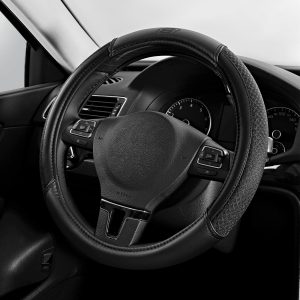 Skechers Steering Wheel Cover,Air Cool Mesh Leather Steering Wheel Cover Universal Fit 14″ 1/2-15″ Car Wheel Protector for Men Women Fit Suvs,Vans,Sedans,Car,Trucks,Black