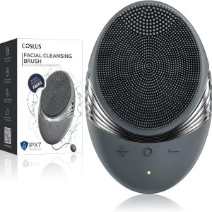 COSLUS Facial Cleansing Brush Face Scrubber : Portable Silicone Waterproof Rechargeable Face Wash Brush, 5 Cleansing Modes, Electric Deep Cleaning for Men & Women, Removing Blackhead, Exfoliating