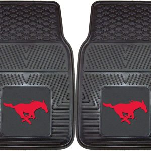 FANMATS 13010 SMU Mustangs 2-Piece Heavy Duty Vinyl Car Mat Set – 17″ x 27″, Front Row Floor Mats, All Weather Protection, Universal Fit, Deep Resevoir Design