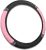 Bling Car Steering Wheel Cover, 15 Inch Rhinestones Soft Leather Elastic Steering Wheel Protector, PU Soft Leather with Crystal Diamond, Sparkly Crystal Diamond for Women Girls (Pink)