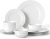 16 Pieces Plates and Bowls Sets, White Porcelain Dinnerware Sets, Ceramic Dishes Set Service for 4, White Kitchen Dinner Dining Ware Set