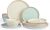 Famiware Saturn Dinnerware Sets, Plates and Bowls Sets for 4, 12 Pieces Stoneware Dish Set – Chip and Scratch Resistant, Microwave and Dishwasher Safe Tableware Set, Multi-color with Rim