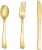 N9R 60pcs Gold Plastic Silverware – Gold Plastic Cutlery Set Disposable Flatware Dinnerware -30 Forks, 15 Spoons, 15 Knives for Party, Thanksgiving, Christmas