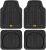 CAT® ToughRide™ Heavy-Duty 4 Piece Black Floor Mats for Cars – Trim to Fit All-Weather Rubber Car Mats Full Set – Truck Mats & Cars Floor Mats – Interior Accessories for SUVs & Car Rug Protection