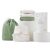 Esembly Cloth Diaper Try-It Kit, Starter Gift Set, Includes 3 Organic, Reusable Diapers Inners, 1 Stylish Outer, Patented Detergent & Wet Bag – Earth-Friendly Diapering, Aloe, Size 1 (7-18lbs)