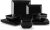 vancasso Soho Dinnerware Sets 12 Pieces, Black Stoneware Square Place Setting, Plates and Bowls Sets, Dinner Plate, Dishes Set for 4
