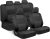 BDK PolyPro Car Seat Covers Full Set in Charcoal on Black – Front and Rear Split Bench for Cars, Easy to Install Cover Set, Accessories Auto Trucks Van SUV