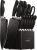 Knife Set, Amorston 15 Pieces Knife Sets for Kitchen with Block, Dishwasher Safe Kitchen Knife Set with Built in Sharpener Block, German Stainless Steel Knife Block Set, Black