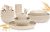 OAMCEG Wheat Straw Dinnerware Sets 30 Pcs, Plastic Dinnerware Set for Kitchen & Camping, Wheatstraw Plates and Bowls for 6, Beige(Includes 2 Size Plates, Bowls, Cups & Cutlery)