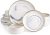 Marble Gold Rim Dinnerware Sets, Porcelain Plates and Bowls Sets, Modern Luxury Dish Set for 4, White Grey China Dinner Set for Special Occasions, Hand Wash Quickly