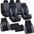 CAR PASS Line Rider Sporty Car Seat Covers Full Set with 4Pcs Waterproof Car Floor Mats Universal Fit Airbag Compatible Automotive Interior Covers for Sedans, Trucks,Vans,SUV (Combo Set, Black & Gray)