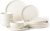 AmorArc Dinnerware Set for 4, 12 Pieces Ceramic Plates and Bowls Set, Handcrafted Speckled Stoneware Plates Set, Dishwasher & Microwave Safe Dishes Set (Light Beige, Service for 4)