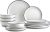 Zulay Kitchen Nova Porcelain Dinnerware Set, Service For 6 – Chip & Scratch Resistant White Plates And Bowls Sets – Microwave & Dishwasher Safe – White With Blue Rim