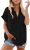 Womens Button Down Casual Shirts Cotton Short Sleeve Blouses Solid Summer Tops with Pocket