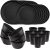 LIYH 48pcs Black Wheat Straw Plates and Bowls Dinnerware Set Camping Dish Set for 12, Plastic Plates and Bowls, Dishwasher Safe Dinnerware Set, Unbreakable Plastic Camper Dish Sets
