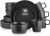 Stone Lain Celina Stoneware 16 Piece Dinnerware Set, Plates and Bowls, Black Matte Dish, Service for 4 – Minimalist Round Style, Microwave & Dishwasher Safe