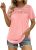 OFEEFAN Women’s Summer Tops 2025 Trendy Short Sleeve Shirts Smocked Crewneck Tee