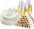 175PCS Gold Plastic Plates for 25 Guests, Disposable Dinnerware Sets Include 50 Gold Rim Plastic Plates, 25 Silverwares, 25 Cups, and 25 Pre Rolled Napkins for Party, Wedding and Graduation