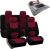 FH Group Bright Flat Cloth Full Set Car Seat Covers, Burgundy/Black- Fit Most Car, Truck, SUV, or Van