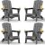 Folding Adirondack Chair 4 Pack, HDPE All-Weather Fire Pit Chairs, Plastic Adirondack Chairs with 2 Cup Holder, Outdoor Lawn Chair for Patio Garden (Grey)