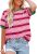 Dokotoo Womens Summer Tops 2025 Striped Color Block Short Sleeve T-Shirts Crewneck Casual Loose Basic Tee Blouses