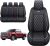 Front Seat Covers Chevy Silverado GMC Sierra Pickup Trail Boss Z71 Custom Fit 2007-2025 1500 2500HD 3500HD Crew Double Extended Cab Waterproof Leather Seat Protectors(2 PCS Front, Black-White)