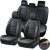 Coverado Car Seat Covers Full Set, 5 Piece Car Seat Protector with Removable Headrest, Nappa Leather Breathable Front Rear Seat Cushion Side All Wrapped Universal Fit Truck Automotive Most Cars Black