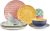 Selamica Ceramic Dinnerware Sets, 12-Pieces Plates and Bowls Sets, Scratch Resistant Dishes set for 4, Dishwasher & Microwave Safe, Assorted Colors