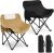 2 Pack Compact Camping Chairs Portable Folding for Outside with Carry Bag Lightweight Moon Chairs for Travel Picnic Hiking Beach Fishing, 600D Oxford, Supports 330lbs(Khaki, Black)