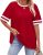 WIHOLL Womens T Shirts Loose Fit Short Sleeve Tees Crew Neck Color Block Summer Tops 2025 Fashion