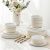 AmorArc Ceramic Dinnerware Sets for 4, 12 Piece Stoneware Plates and Bowls Set, Chip and Crack Resistant Plates Set, Dishwasher & Microwave Safe Dishes – Service for 4