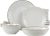 Elama Countess 16 Piece Embossed Double Bowl Stoneware Dinnerware Set in Ivory