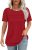 OFEEFAN Womens T Shirts Short Sleeve Tops Dressy Casual Blouses Spring Summer Outfits Flowy Pleated Front Scooped Neck