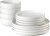 Lareina Plates and Bowls Sets, Dinnerware Sets 12 Piece Service for 4, Ceramic Dining Dinner Ware Service for 4, White