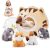 OUOZZZ Cat Stuffed Animal House – Plush Kitten Toy Set with 4 Soft Cats – Interactive & Travel-Friendly Kitties Carrier Playset for Toddlers & Kids – Huggable, Portable Birthday Gift for Baby Girls