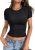 Trendy Queen Womens Short Sleeve Shirts Summer 2025 Raglan T Shirts Basic Tees Crewneck Crop Tops Slim Fit Y2K Clothes