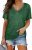 WIHOLL Womens Short Sleeve V Neck Dolman Tops with Side Shirring Loose Fit Shirts
