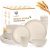 Wheat Straw Dishes Set for 4, Dinnerware Sets 16 piece, Unbreakable Plates, Bowls, Cups Sets for Kitchen Parties Camping RV – Beige