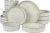 Oprah’s Favorite Things – Santorini Mist Double Bowl Terracotta Reactive Glaze Plates and Bowls Dinnerware Set – Moonstone White, Service for Four (16pcs)