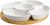 Elama Ceramic Stoneware Condiment Appetizer Set, 6 Piece, Compartment Round in White and Natural Bamboo