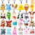 DINESIL 24 Pack Mini Plush Animals Toys, Small Stuffed Animal Plush Keychain Set for Goodie Bag Fillers, Easter Basket Stuffers, Easter Party Favors, Classroom Prizes