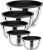 P&P CHEF Mixing Bowl with Lid Set of 5, 10-Piece Stainless Steel Nesting Salad Bowl Set for Prepping, Mixing and Serving, Size 4.6, 3, 1.5, 1, 0.7 QT, Rimmed Edges & Flat Base, Black